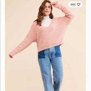 NWT Free People Pink Spring V Neck Sweater